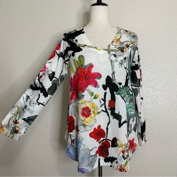 Soft Surroundings Fiore Floral 3/4 Sleeves Tunic Top, Size PS - Picture 3 of 13